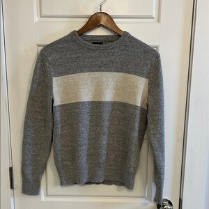 J. Crew Gray and Cream Crewneck Sweater